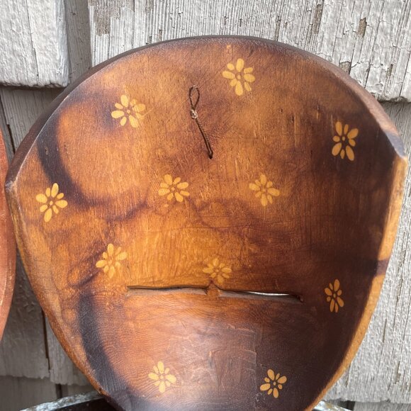 Batik Topeng Wood Hand Carved Mask Lot 2 Indonesian - Picture 5 of 7